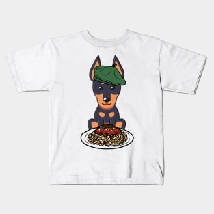 Dog eating Spaghetti - alsatian Kids T-Shirt